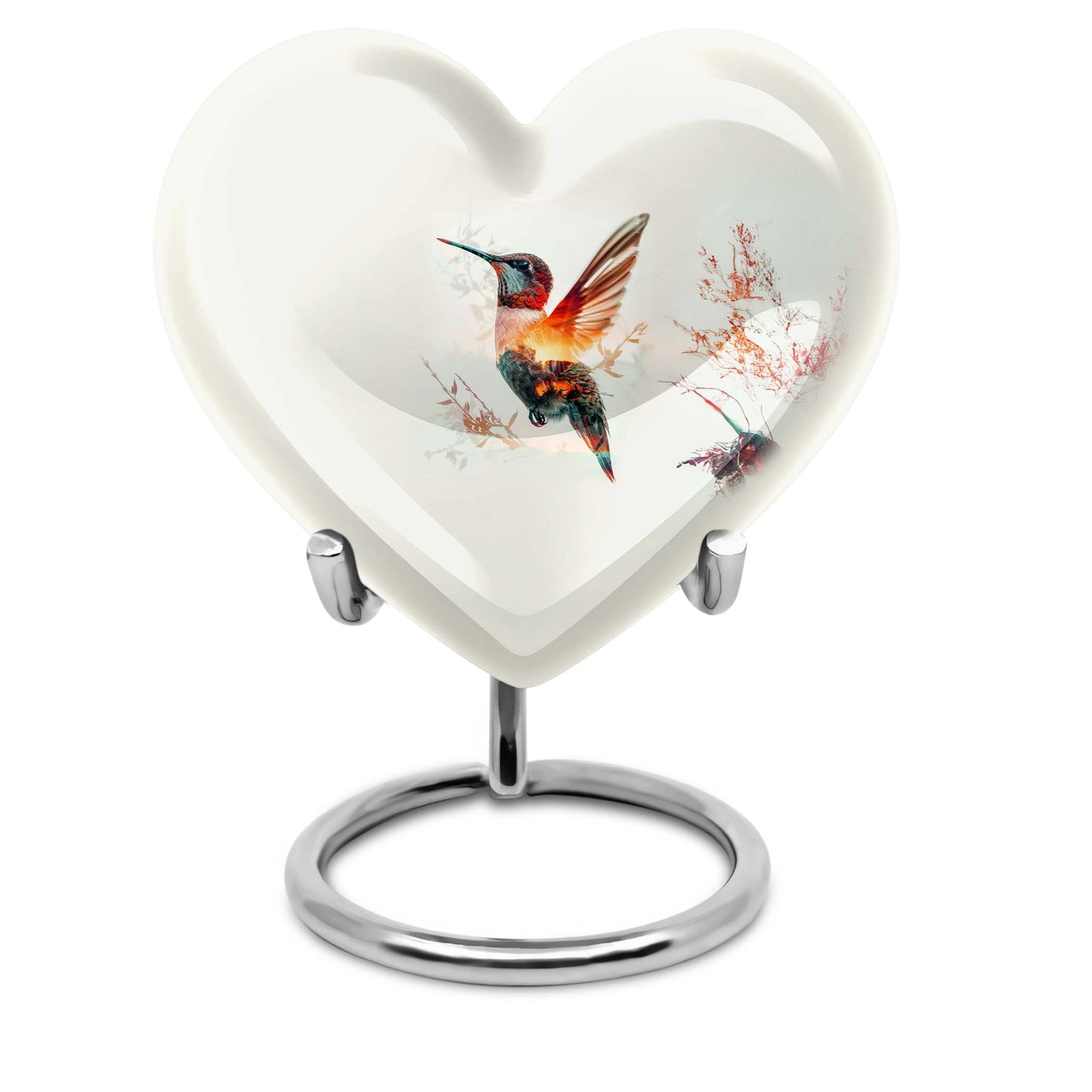 10-inch heart-shaped humming bird urn for adult 