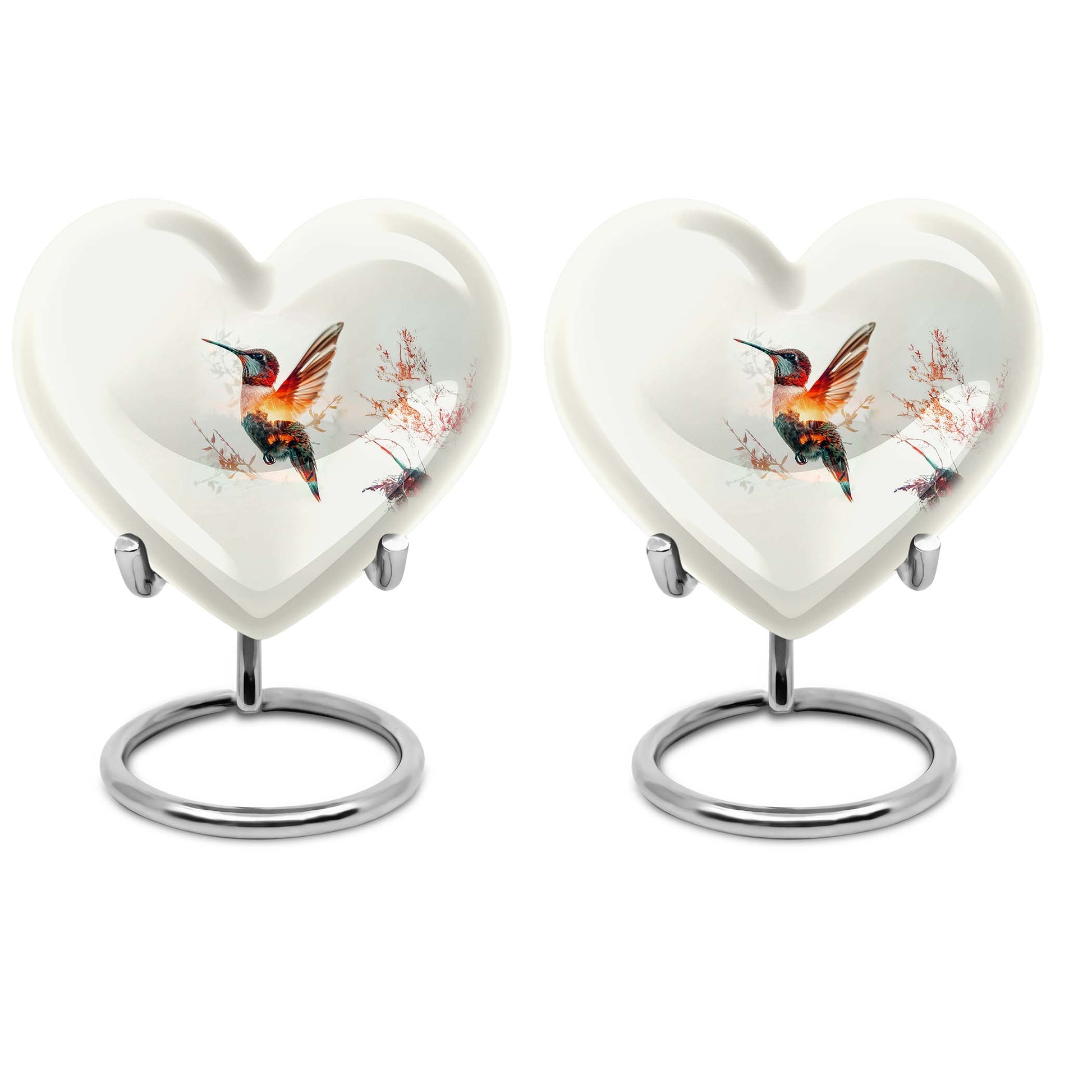 10-inch heart-shaped humming bird urn for adult 