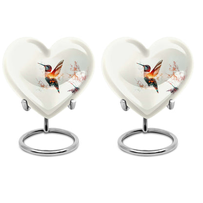 10-inch heart-shaped humming bird urn for adult 