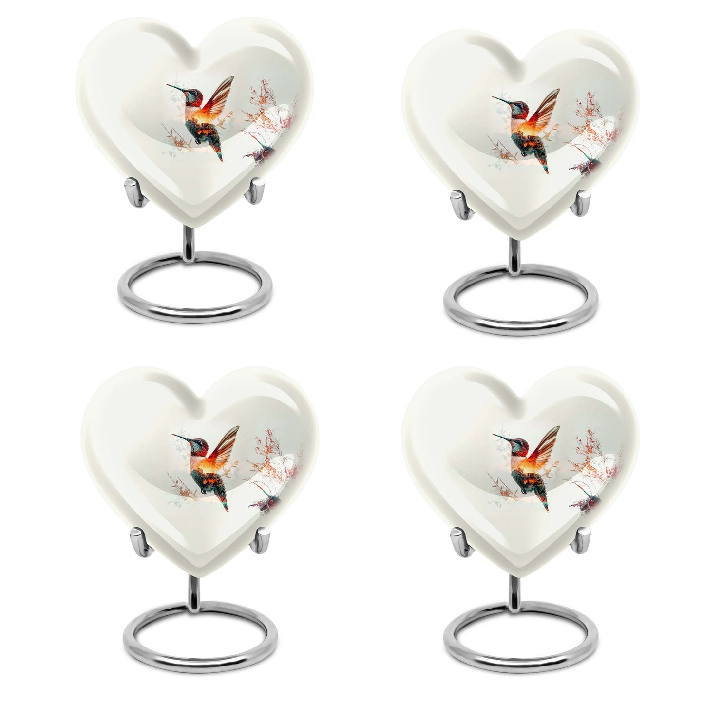 10-inch heart-shaped humming bird urn for adult 