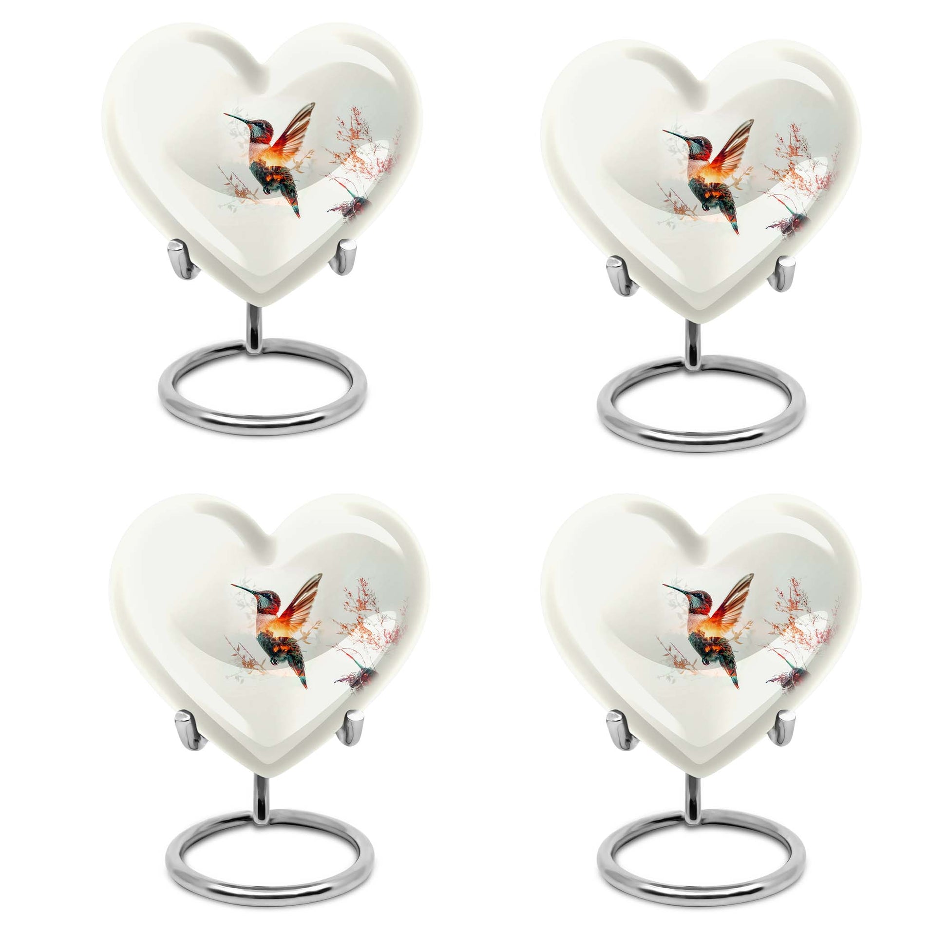 10-inch heart-shaped humming bird urn for adult 