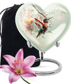 heart-shaped humming bird urn