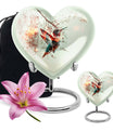 heart-shaped humming bird urn