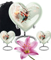 heart-shaped humming bird urn