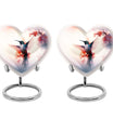 Humming Bird Keepsake Urn For Ashes - White Memorial Urn Tribute