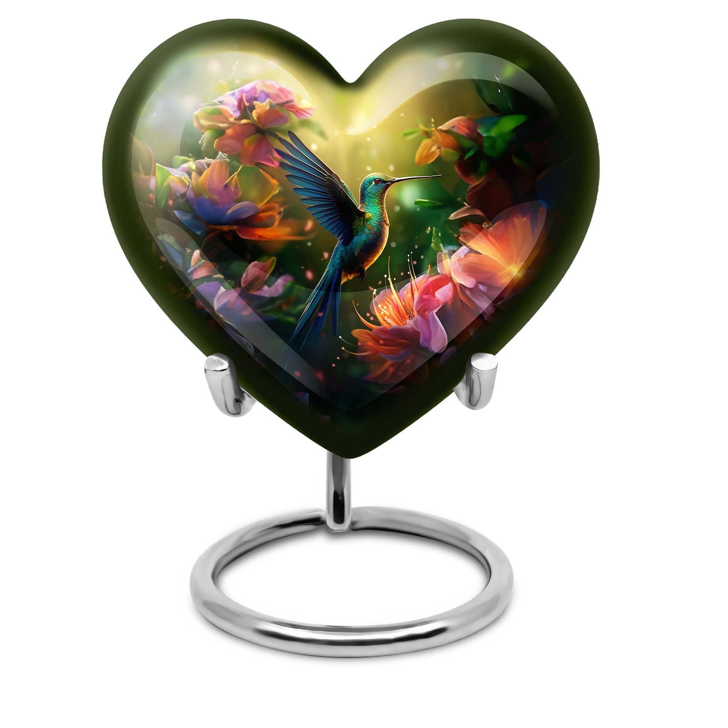 Green Personalized Bird Memorial Urn for Mom - 10-inch, 200 cu in - Yatskia