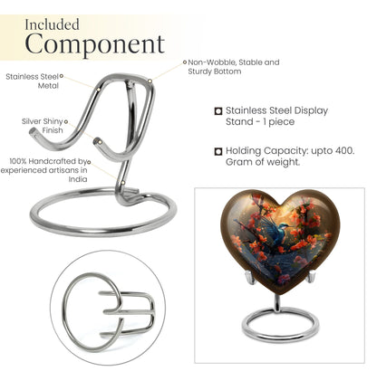 Heart-shaped 10 inch humming bird urn