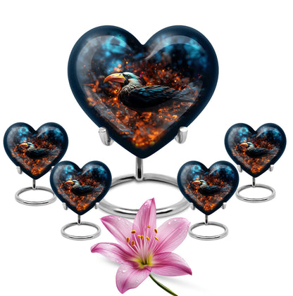 Heart Design Puffin Bird Urn