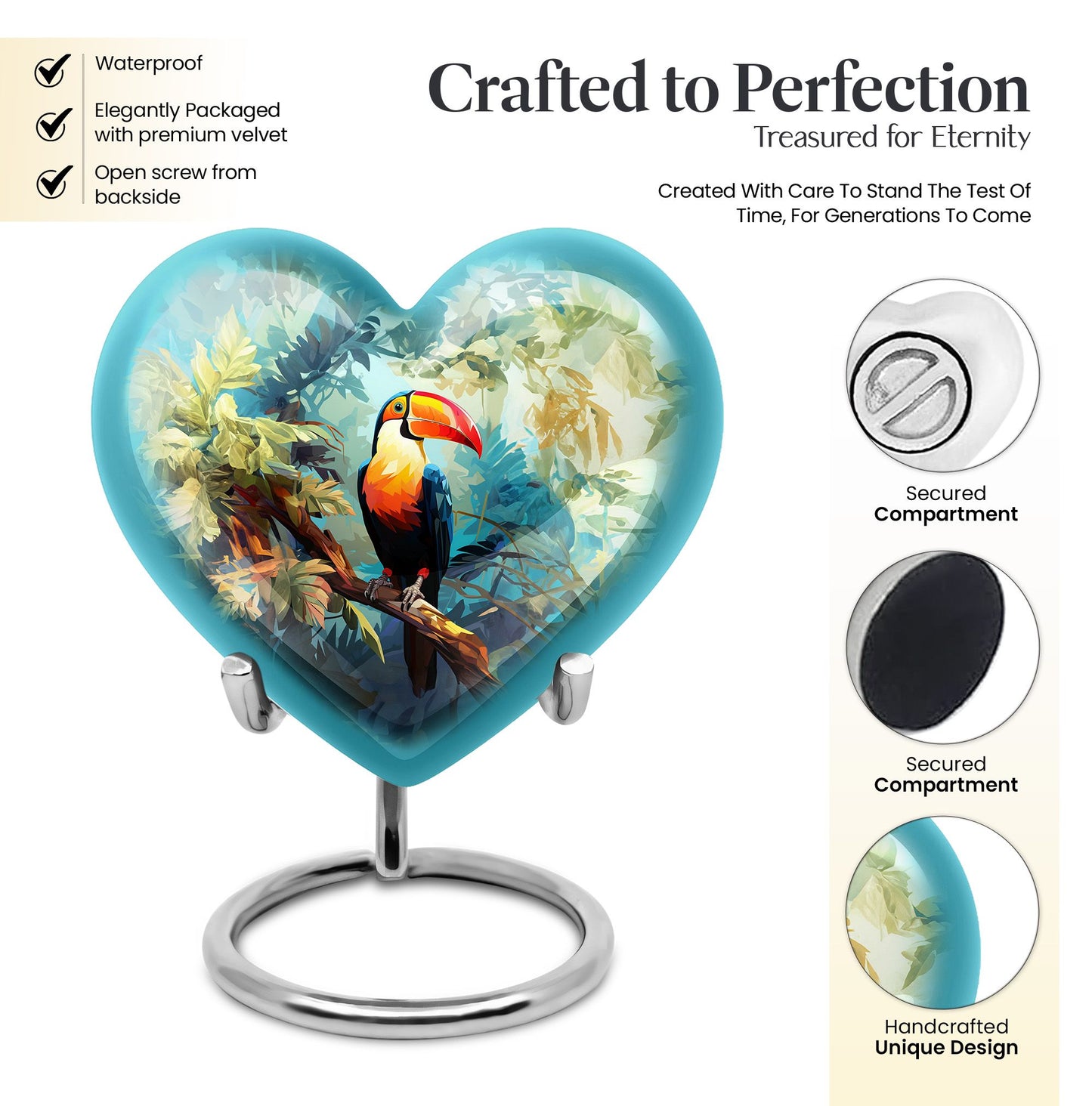 Heart-shaped Puffin Bird Urn