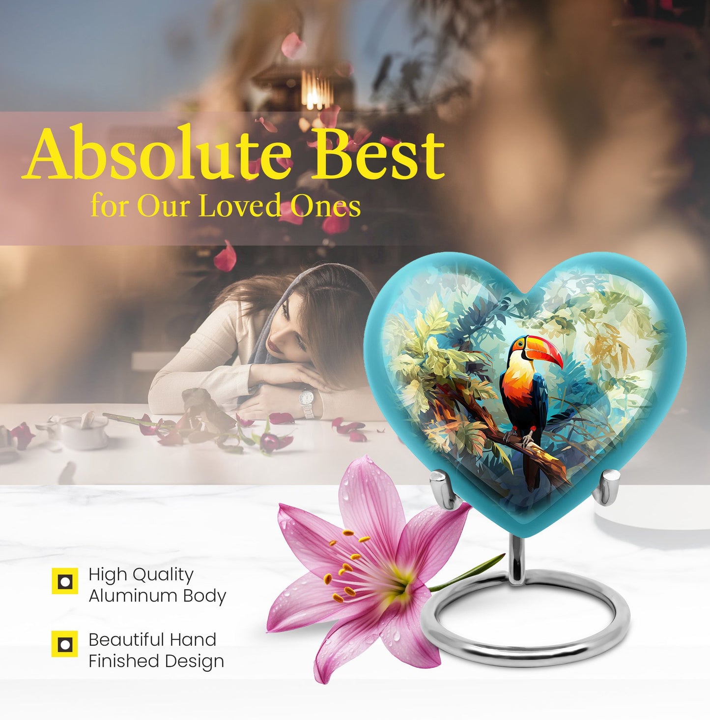 Heart-shaped Puffin Bird Urn
