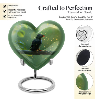 heart shaped Puffin Bird Urn