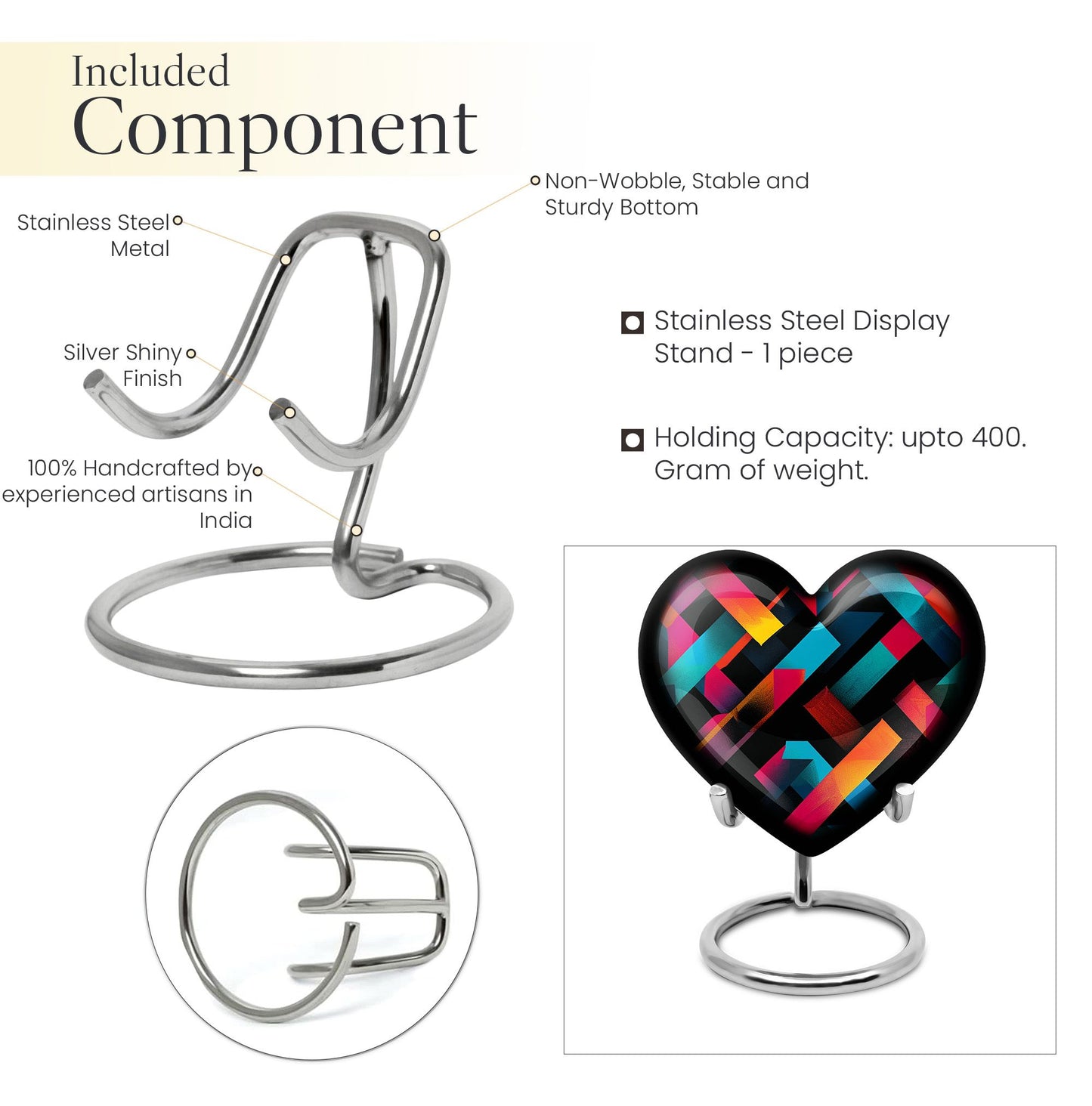 10-inch Heart-shaped Pattern Urn in for adult