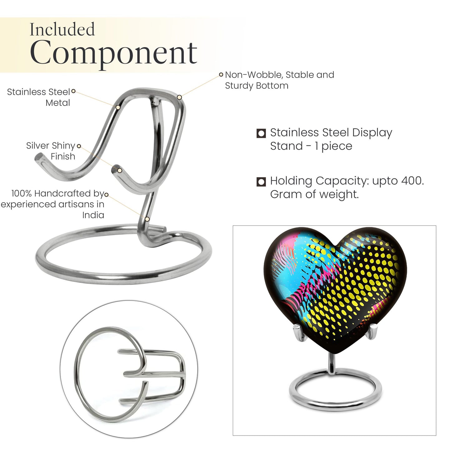 Heart Shaped Pattern Urn for human ashes