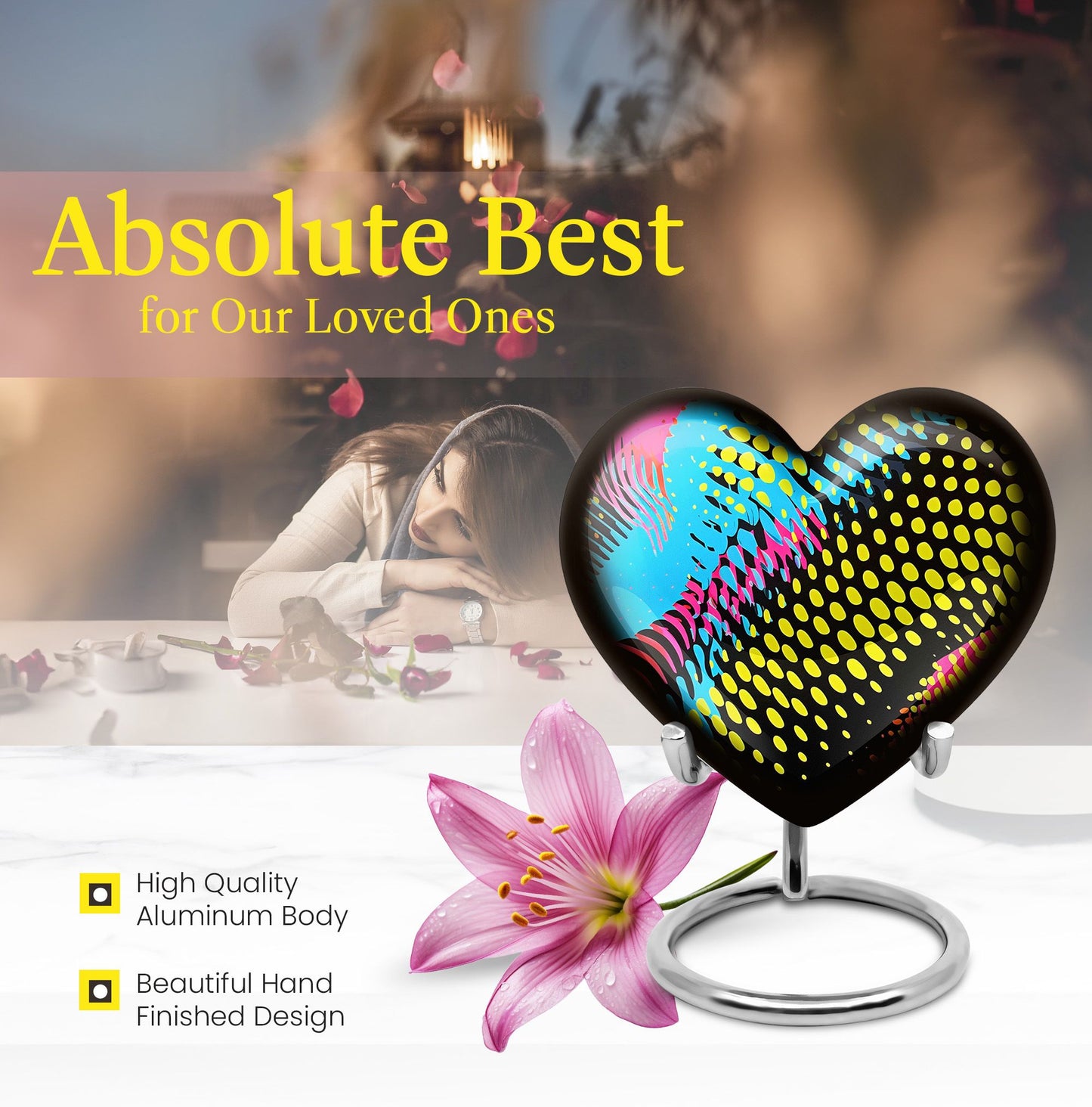 Heart Shaped Pattern Urn for human ashes