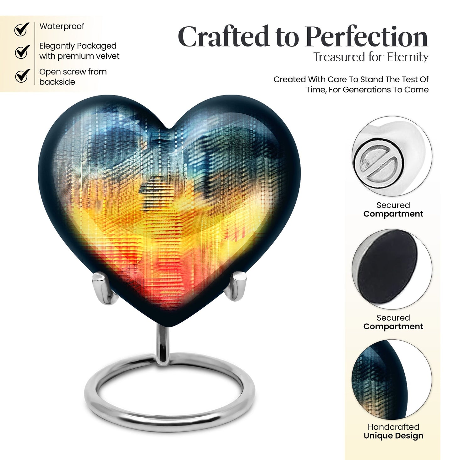 heart-pattern urn for human ashes 