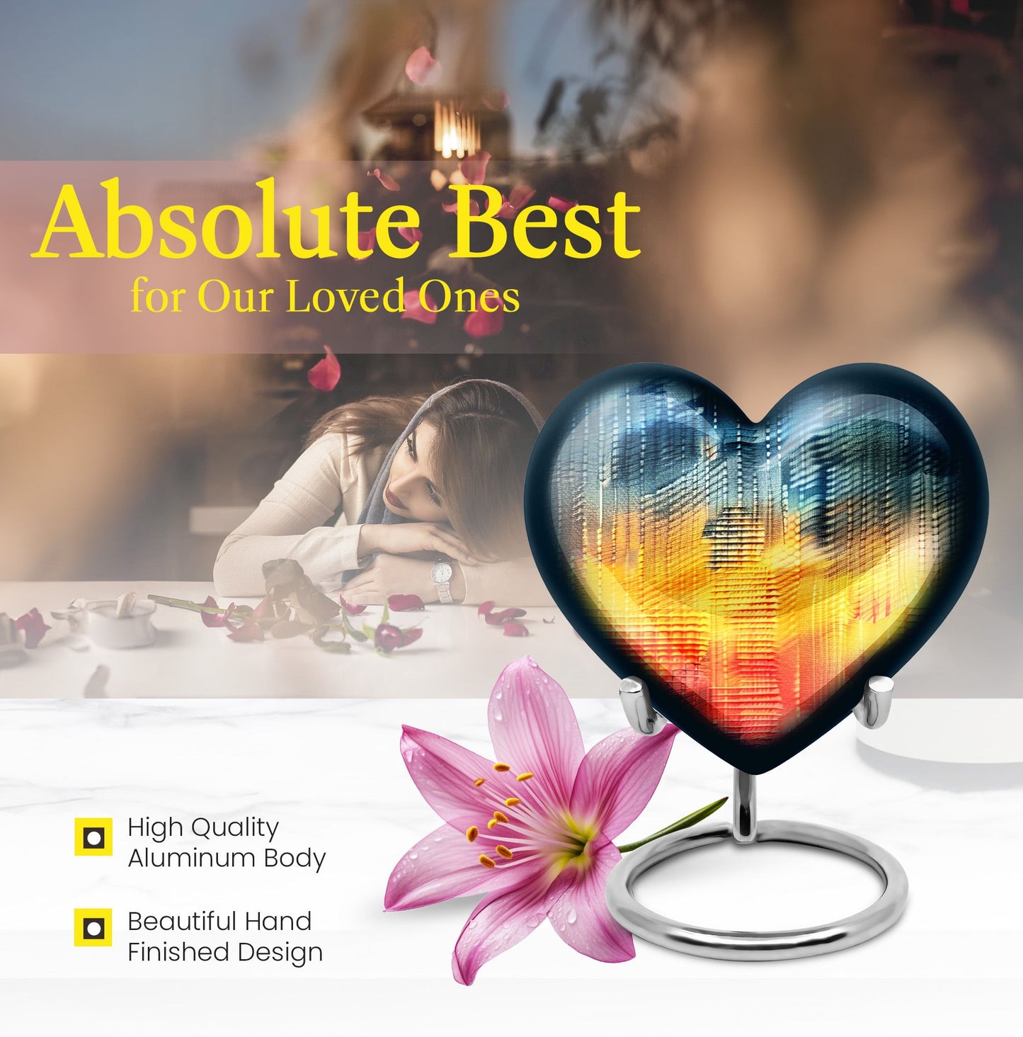 heart-pattern urn for human ashes 