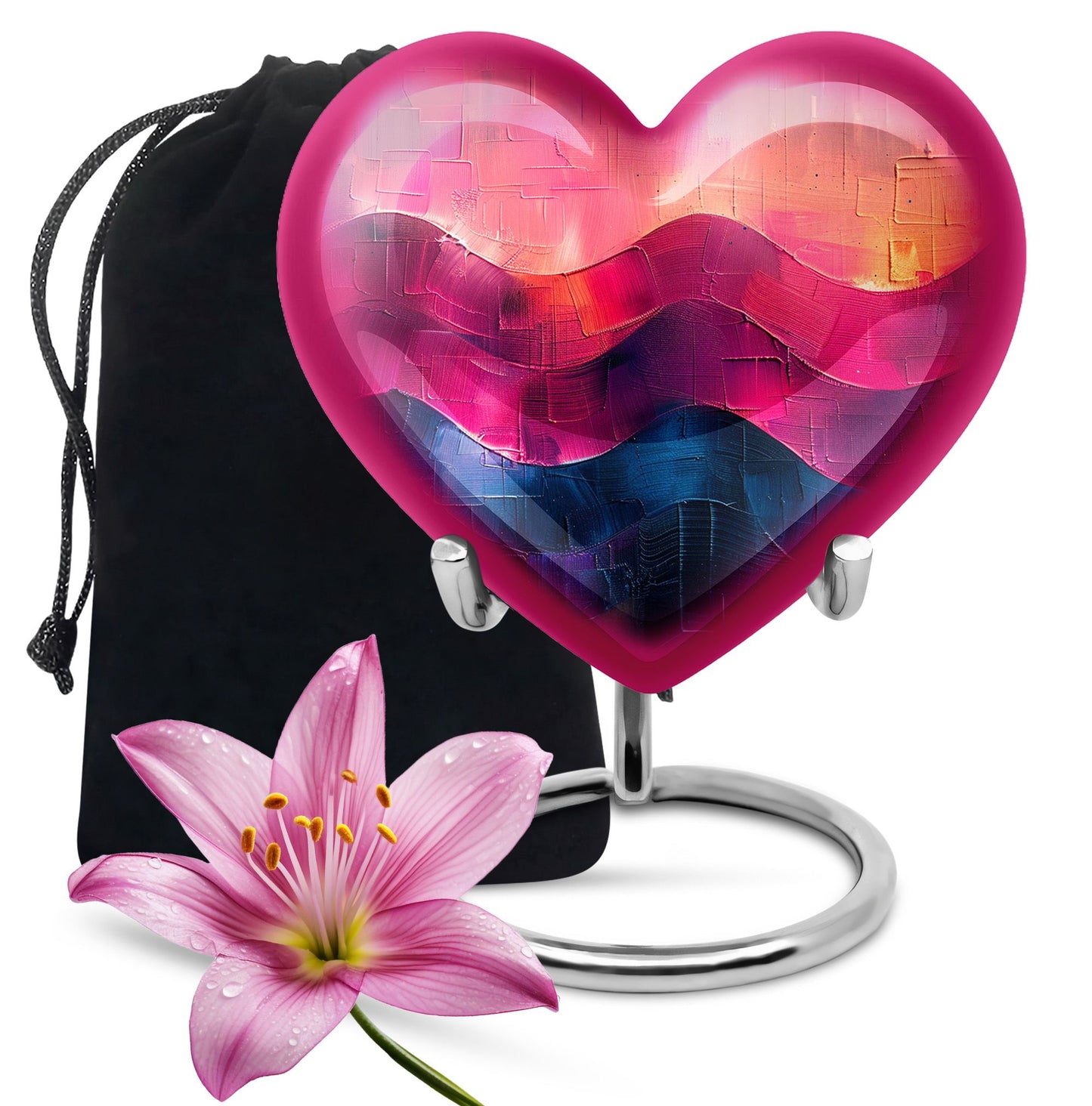 abstract heart-pattern cremation urn