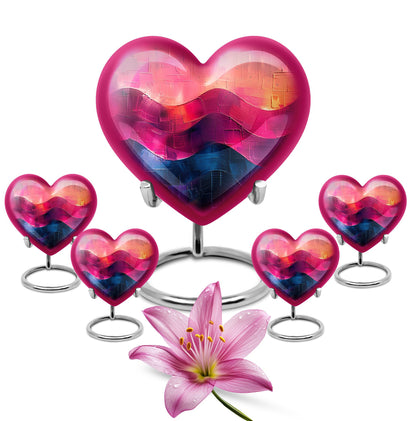 abstract heart-pattern cremation urn