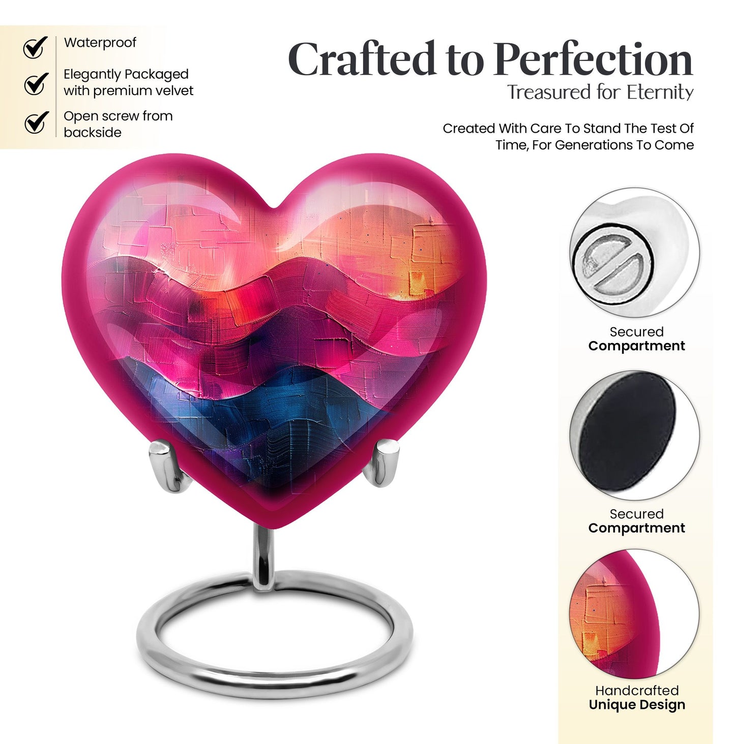 abstract heart-pattern cremation urn