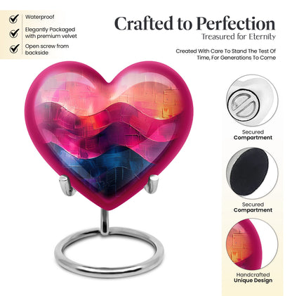 abstract heart-pattern cremation urn