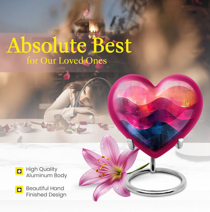 abstract heart-pattern cremation urn