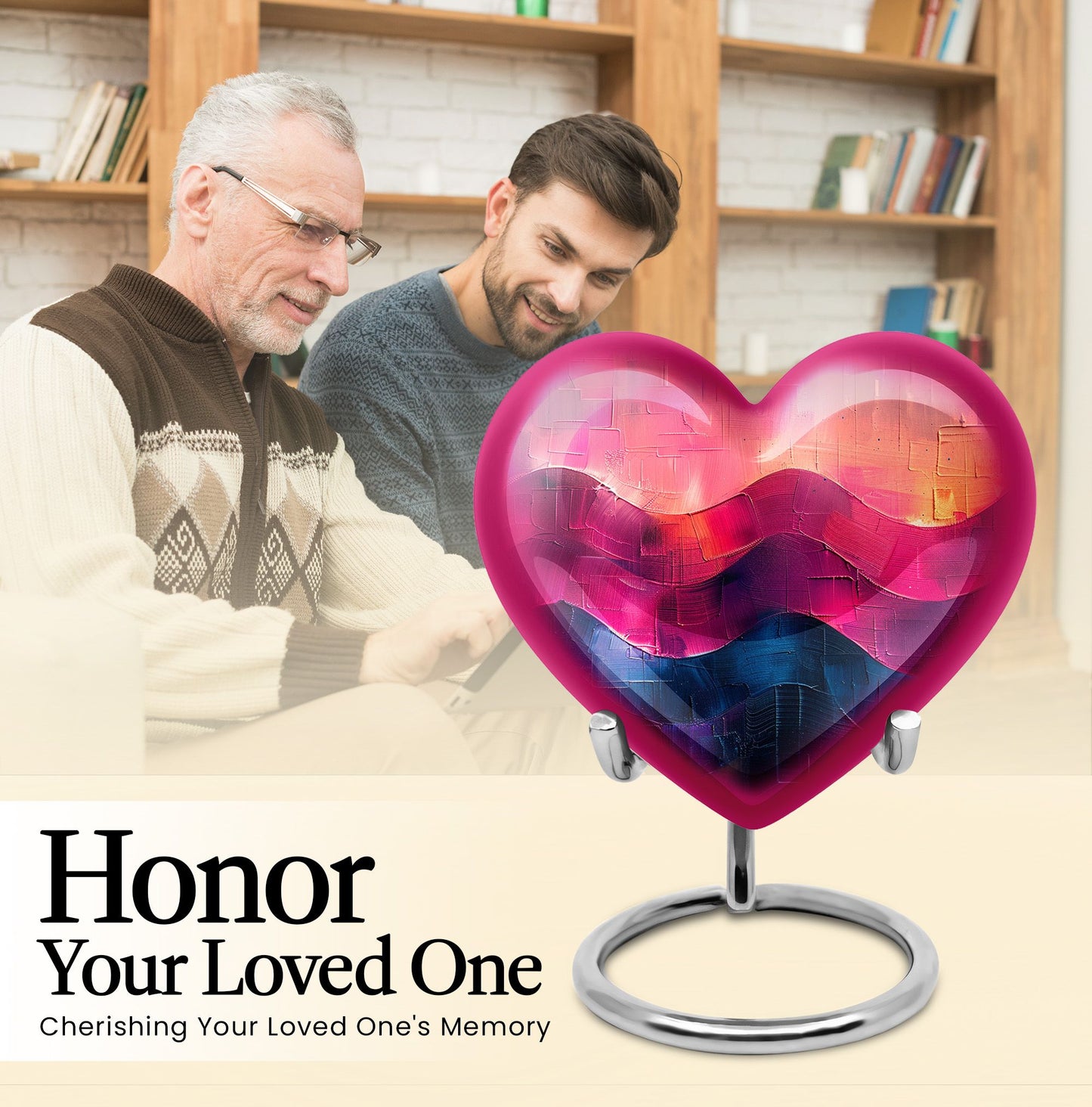 abstract heart-pattern cremation urn