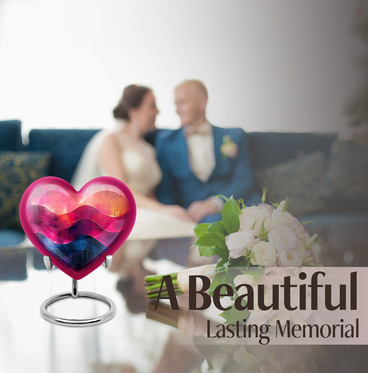 abstract heart-pattern cremation urn