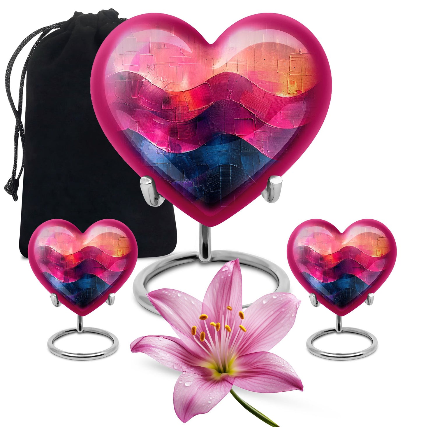 abstract heart-pattern cremation urn