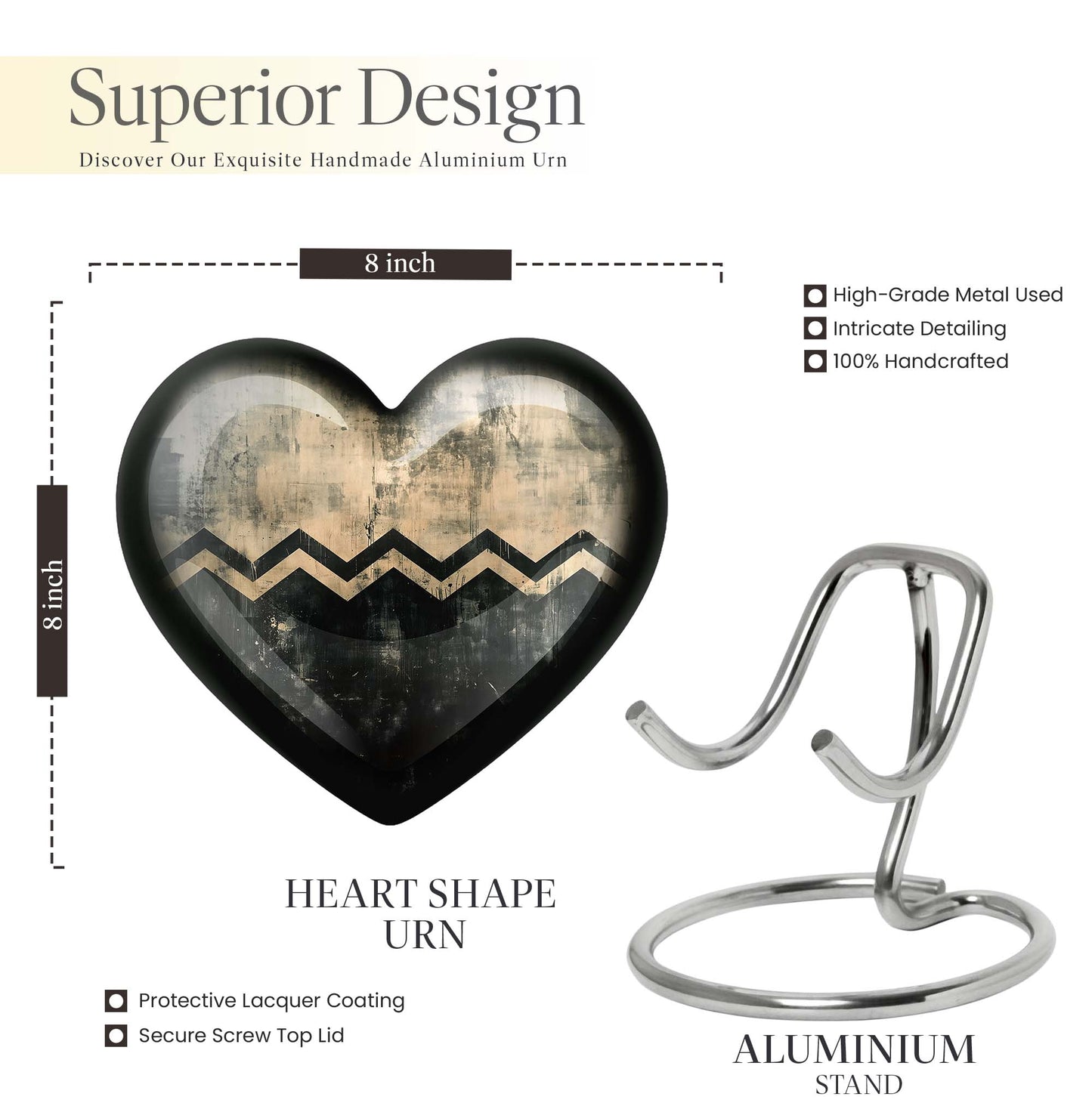 Patterned, 10-inch Heart urn