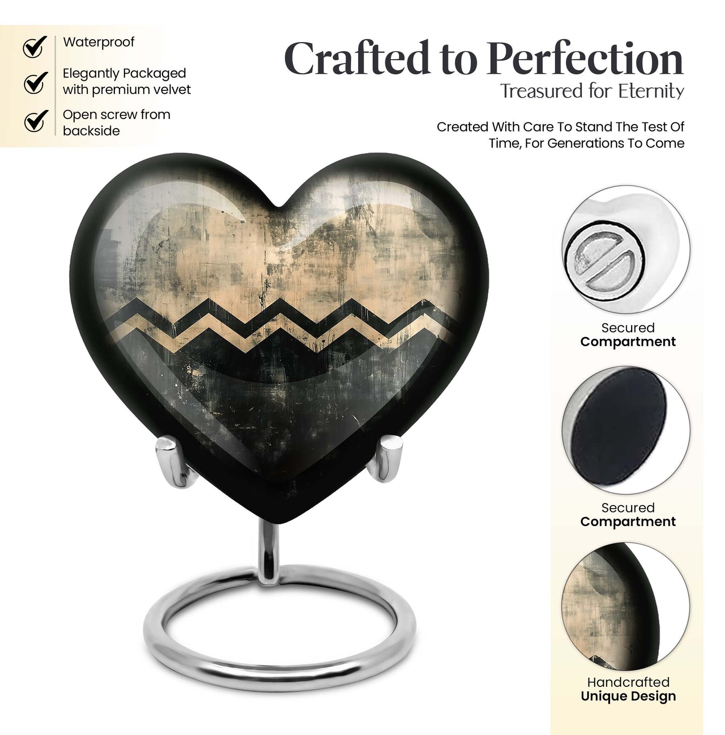 Patterned, 10-inch Heart urn