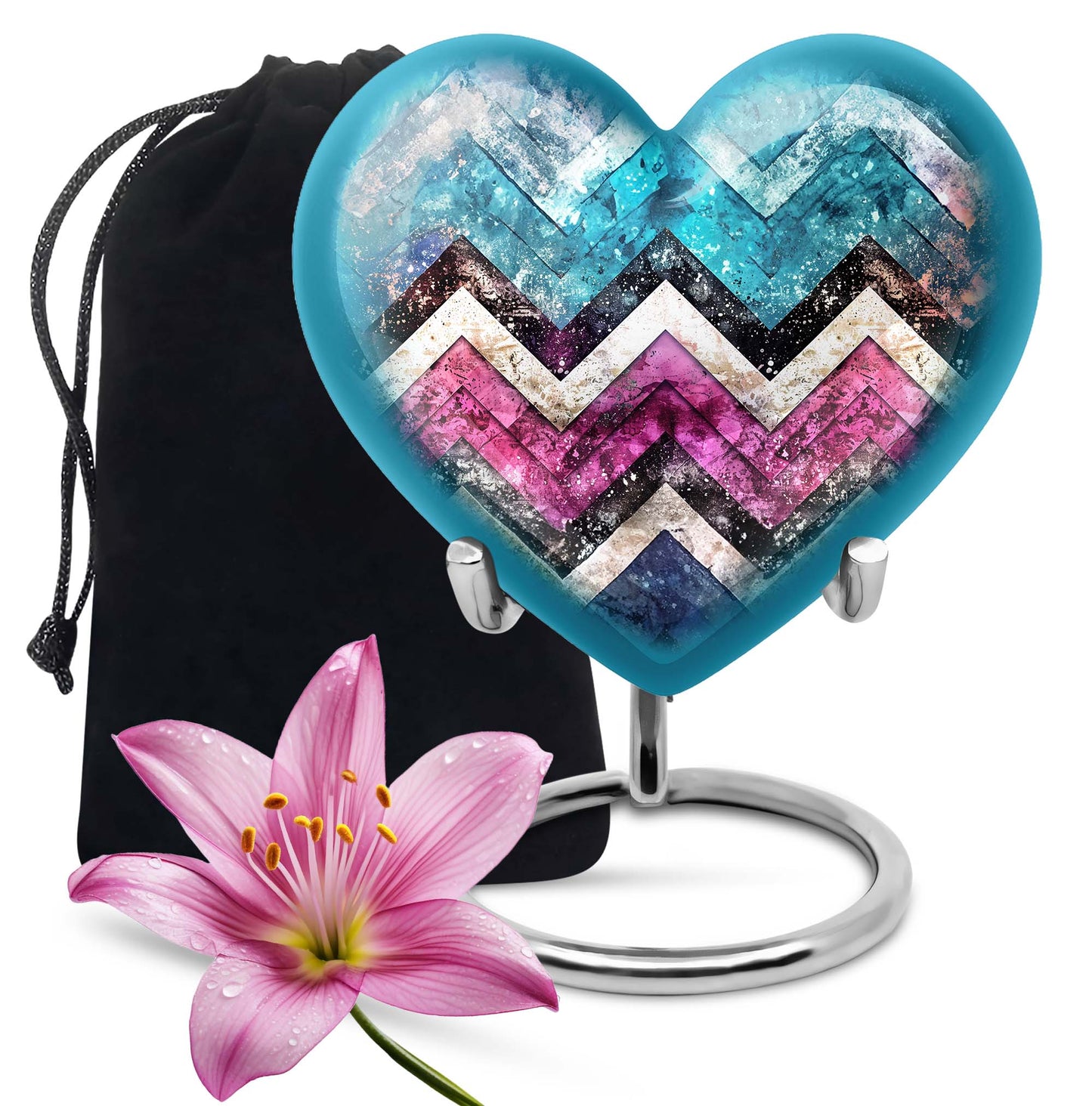 Pink Personalized Artistic Memorial Urn for Adult Male - 10-inch, 200 cu in - Yatskia