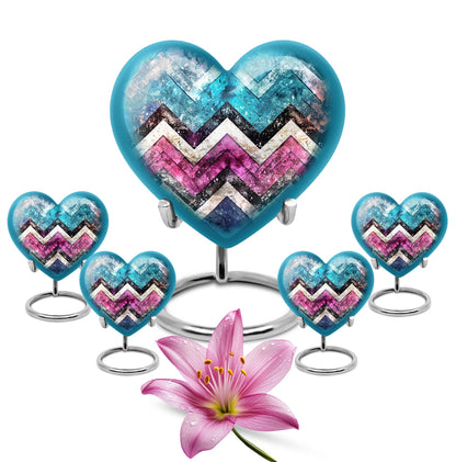 Pink Personalized Artistic Memorial Urn for Adult Male - 10-inch, 200 cu in - Yatskia