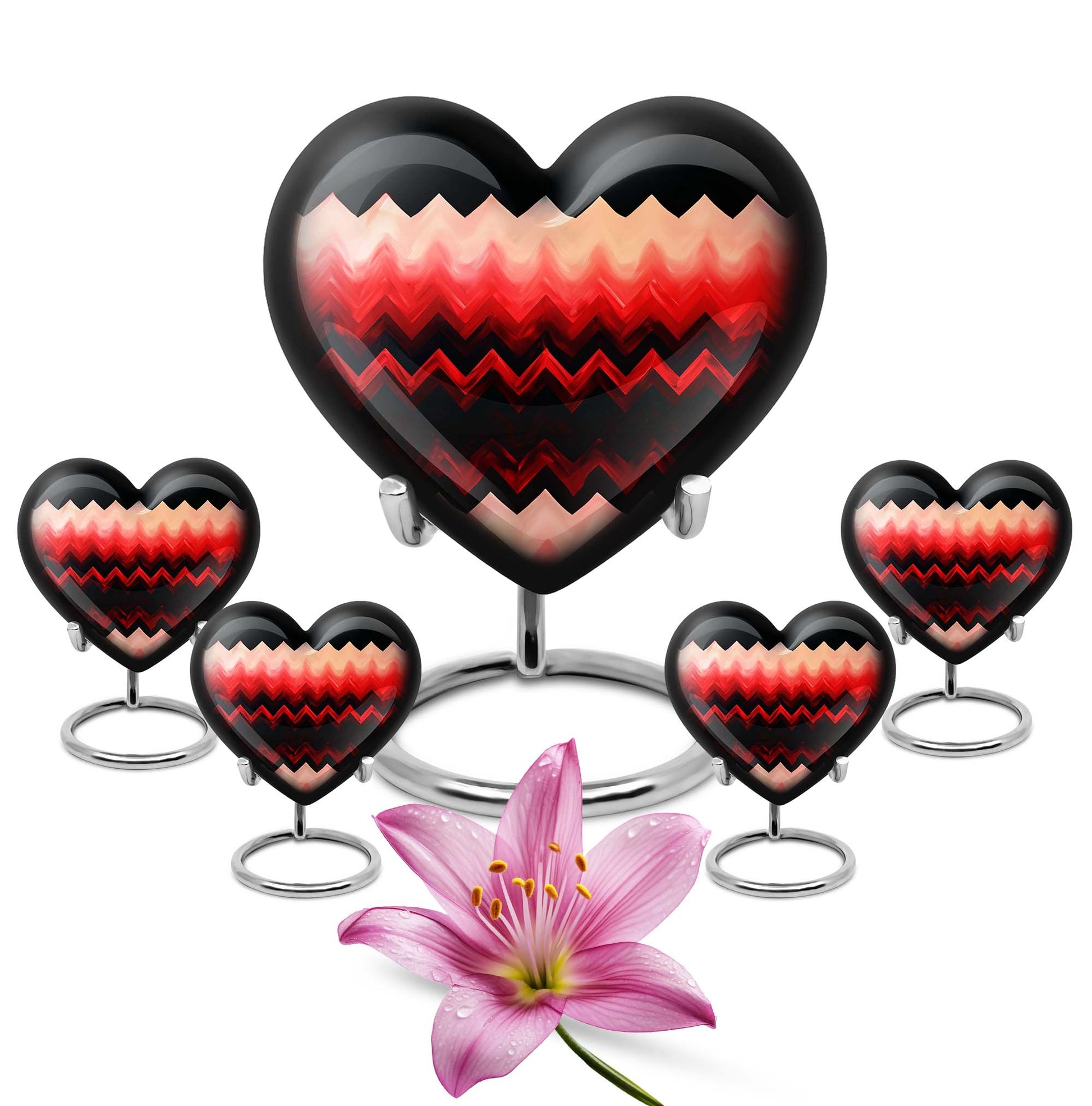 Zigzag Pattern Keepsake Urn For Ashes - Abstract Funeral Urn For Adults