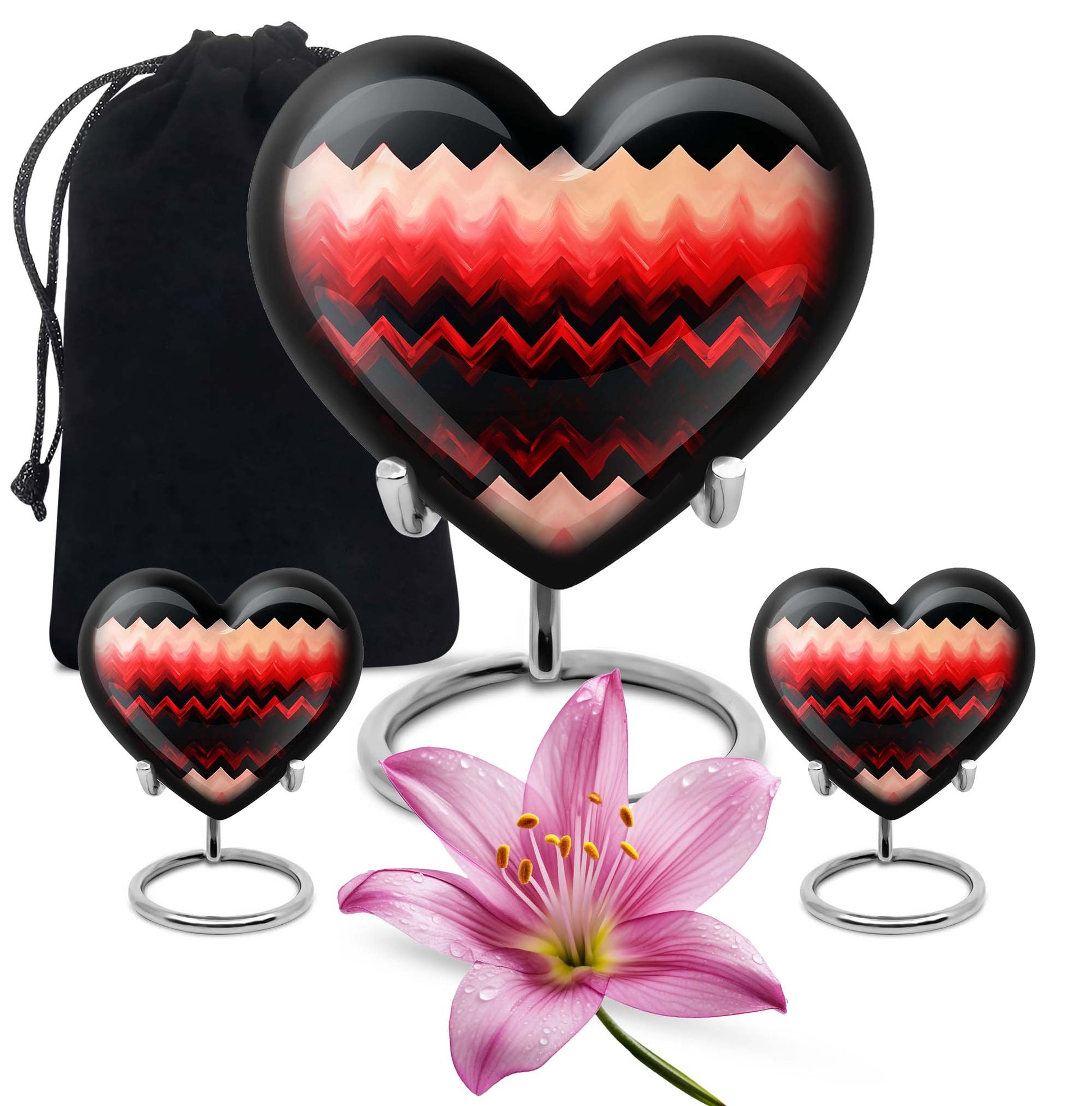 Zigzag Pattern Keepsake Urn For Ashes - Abstract Funeral Urn For Adults