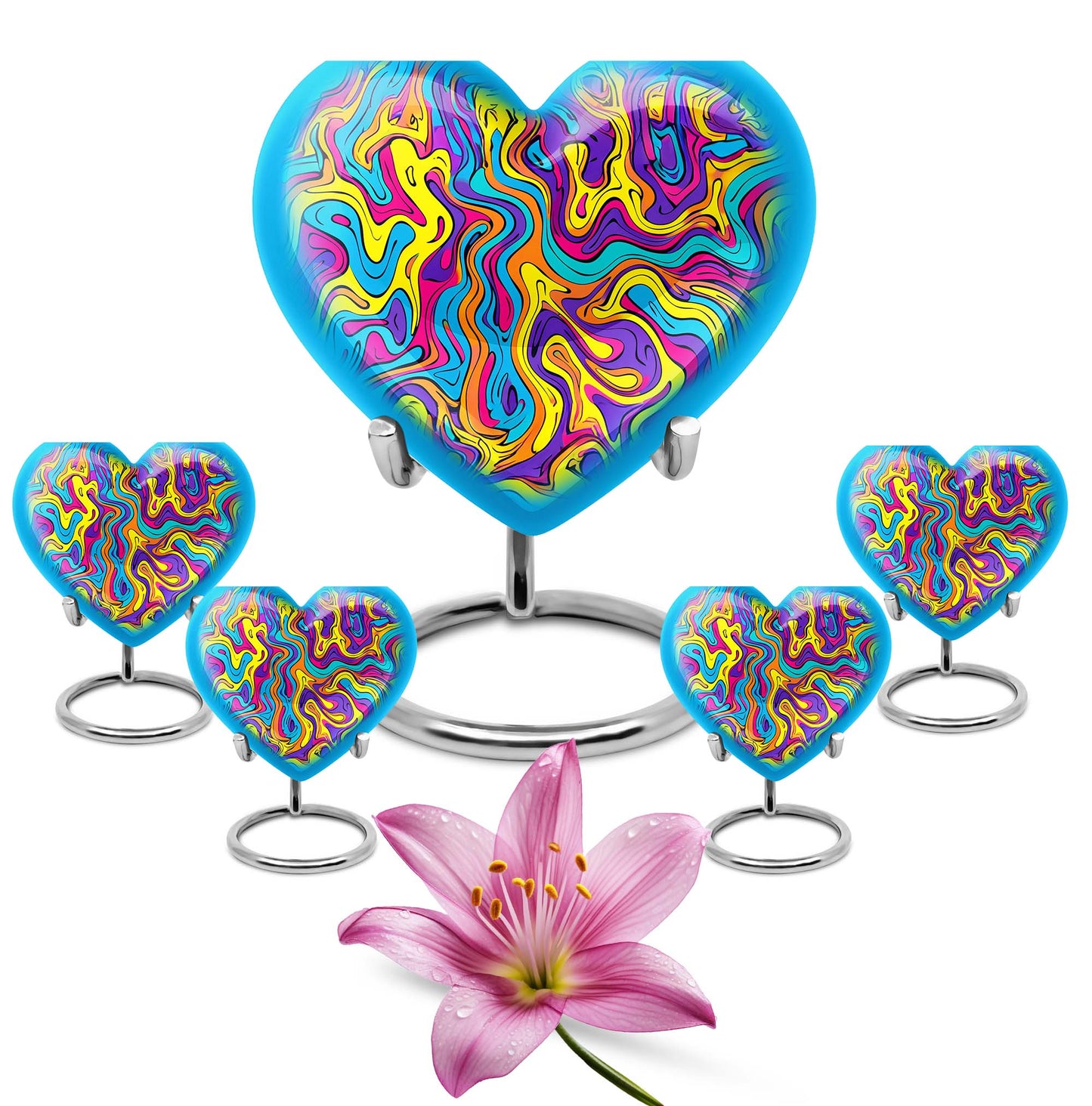 Colorful Personalized Artistic Cremation Urn for Human Ashes - 10-inch, 200 cu in - Yatskia