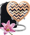 Heart patterned unique funeral urn in silver 