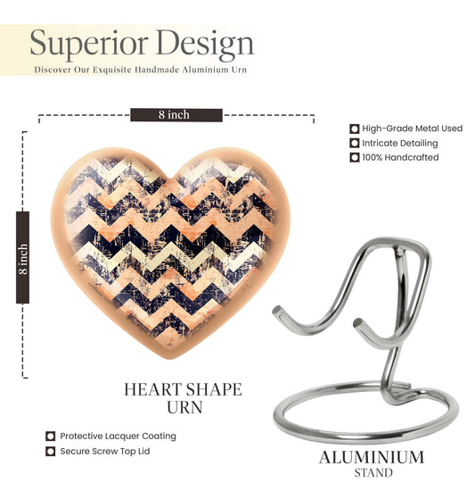Heart patterned unique funeral urn in silver 