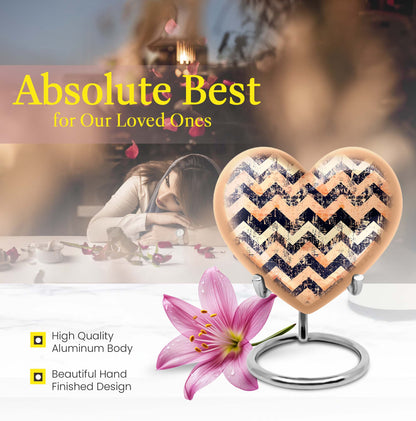 Heart patterned unique funeral urn in silver 