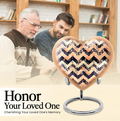 Heart patterned unique funeral urn in silver 