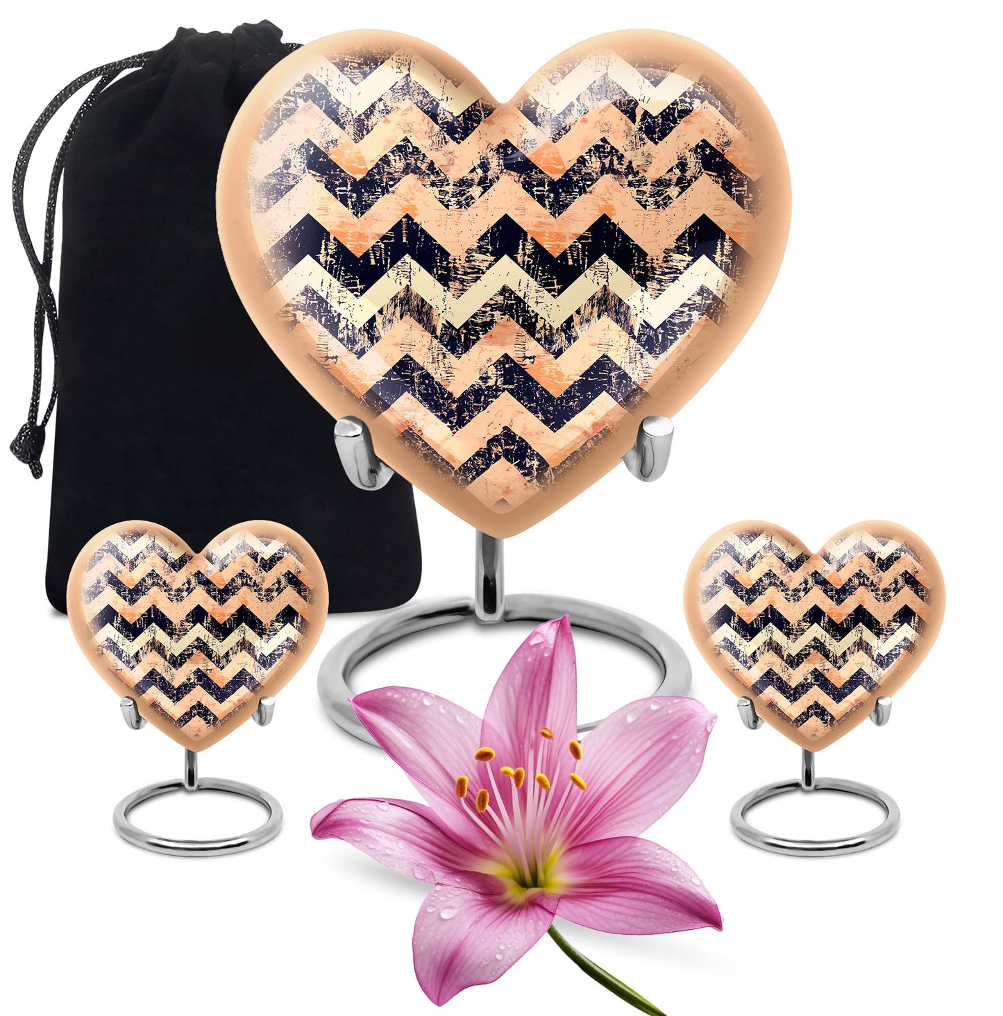 Heart patterned unique funeral urn in silver 