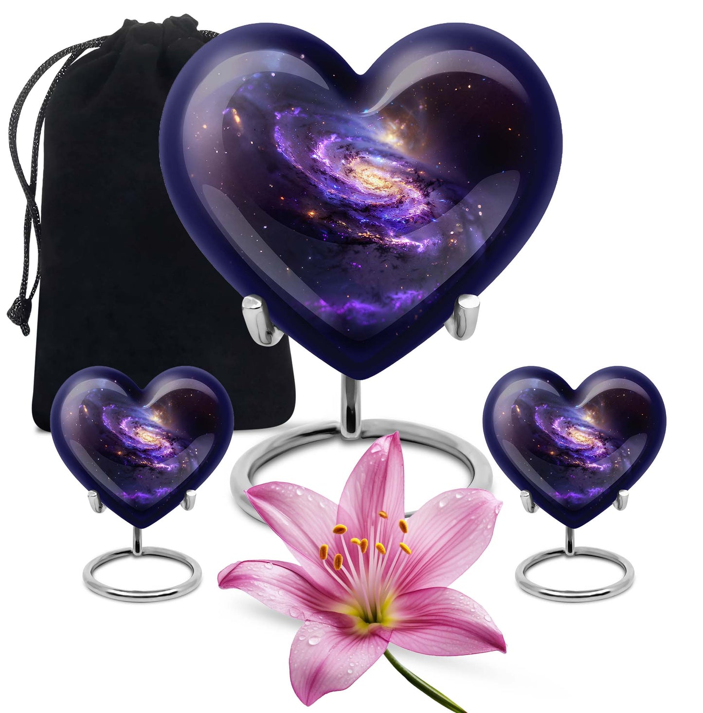 Purple Personalized Galaxy Memorial Urn for Human Ashes - 10-inch, 200 cu in - Yatskia