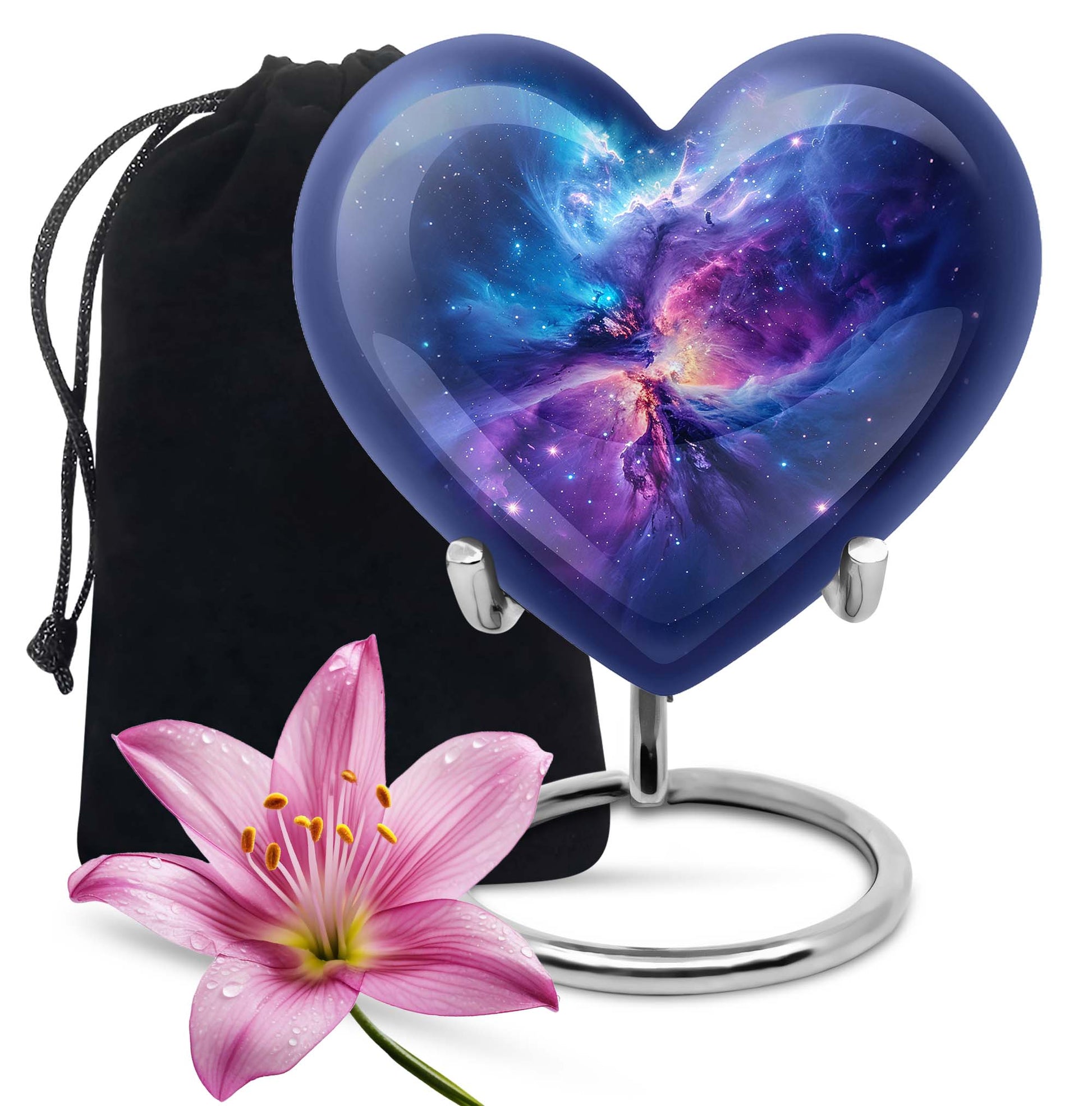 10-inch Galaxy Urn, Abstract Heart Design for adult ashes