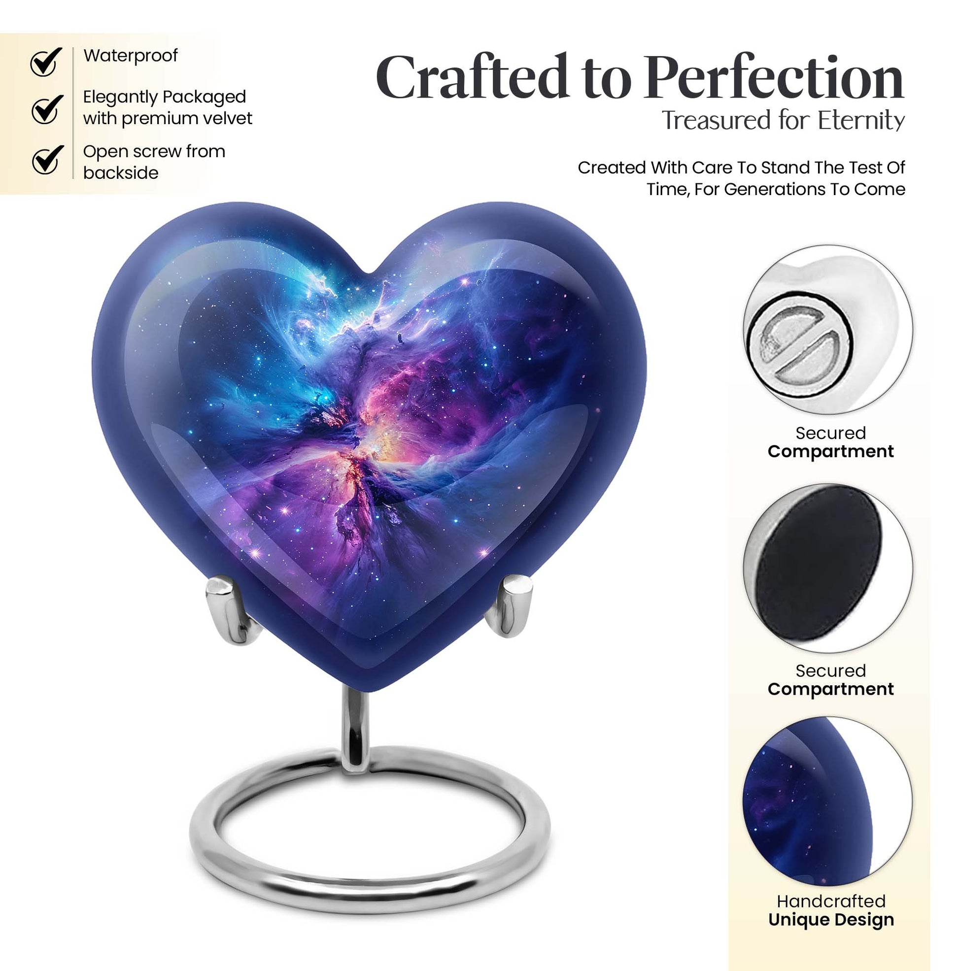 10-inch Galaxy Urn, Abstract Heart Design for adult ashes