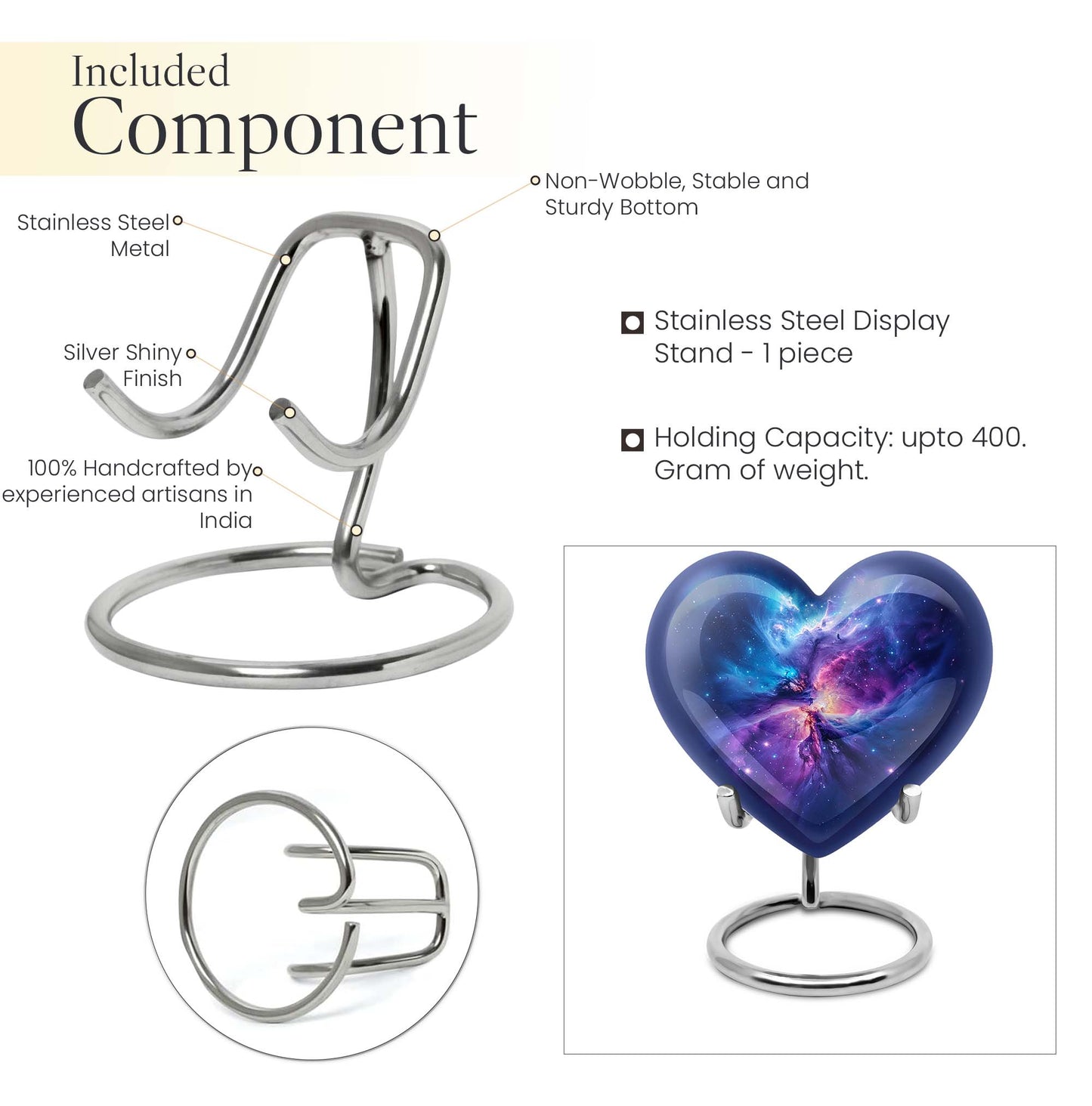 10-inch Galaxy Urn, Abstract Heart Design for adult ashes