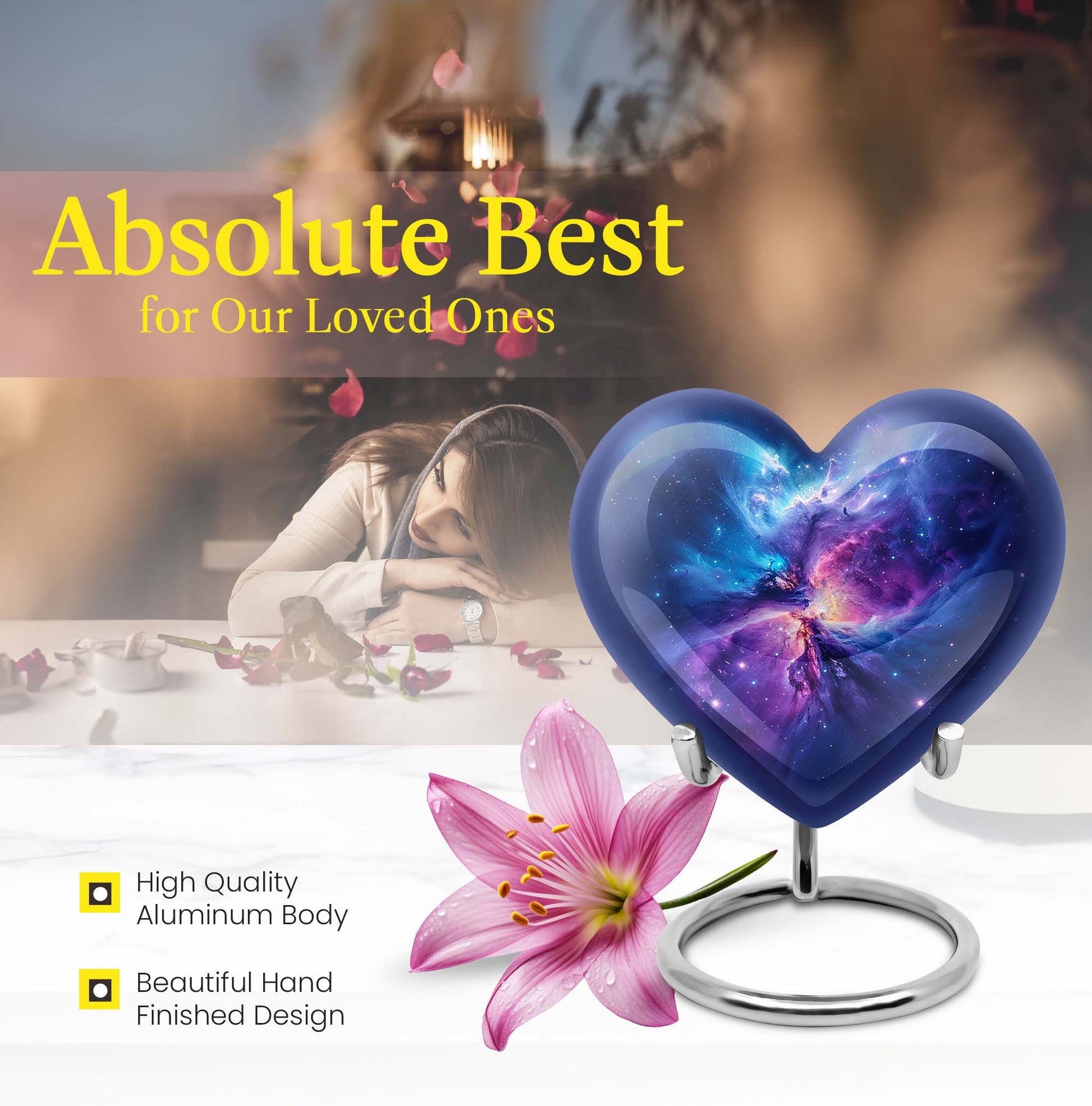 10-inch Galaxy Urn, Abstract Heart Design for adult ashes