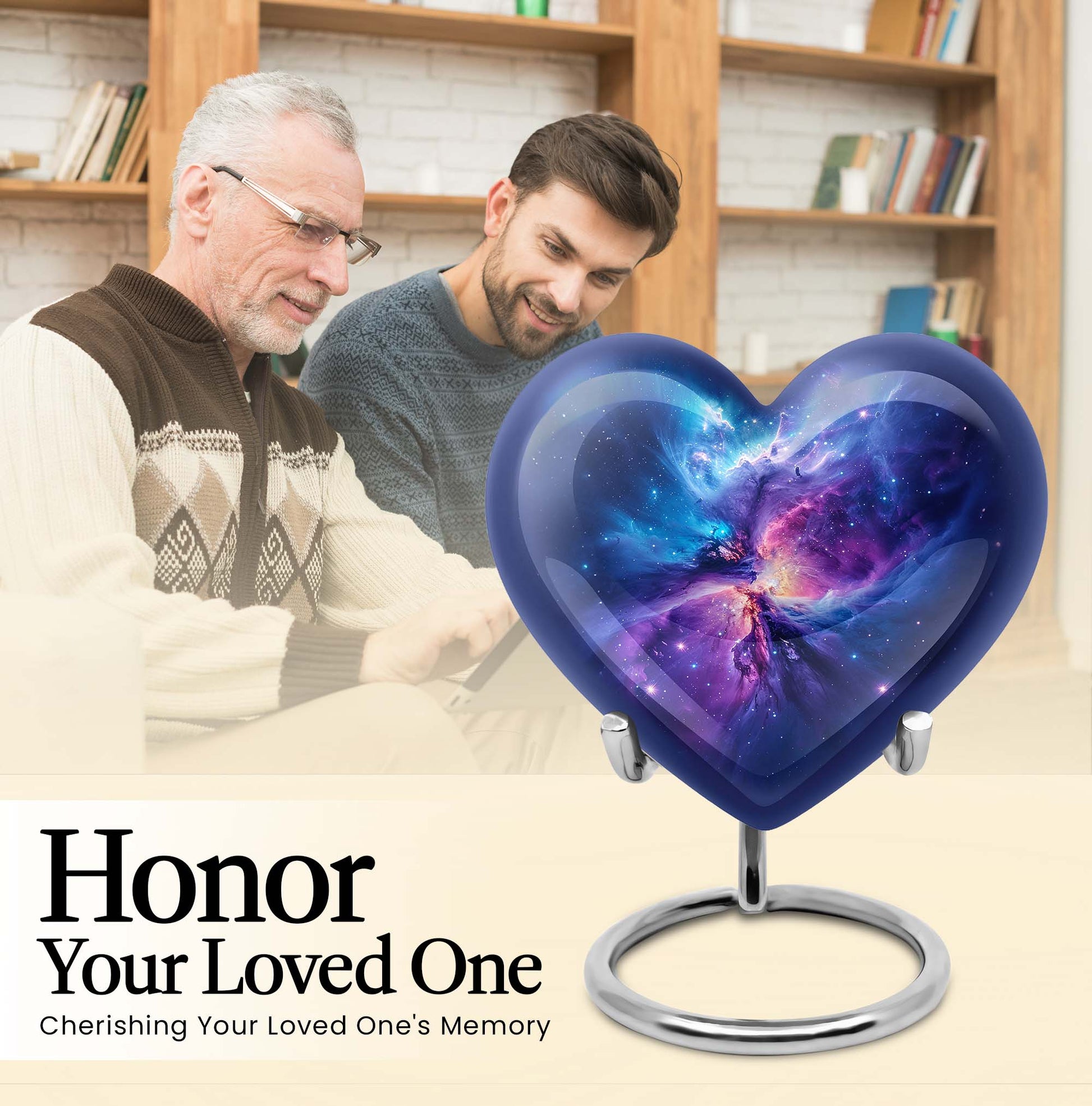 10-inch Galaxy Urn, Abstract Heart Design for adult ashes