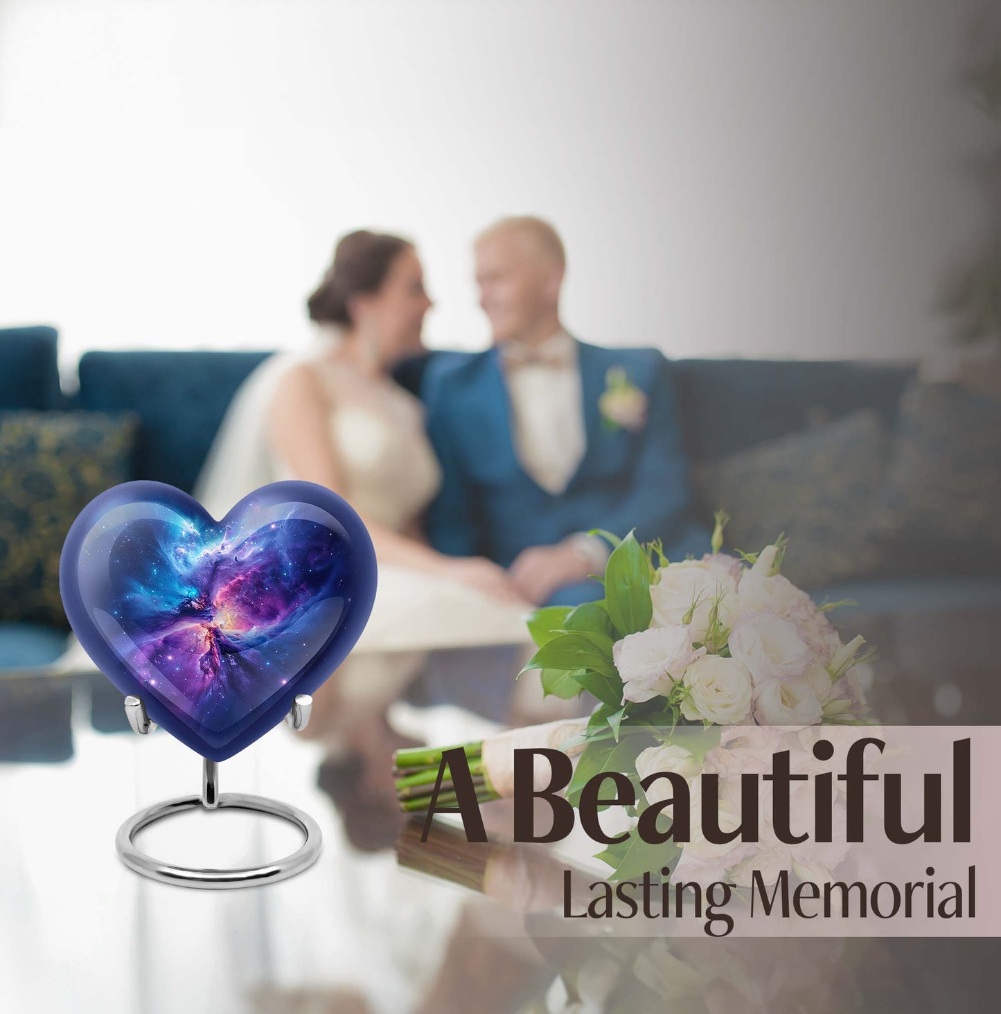 10-inch Galaxy Urn, Abstract Heart Design for adult ashes