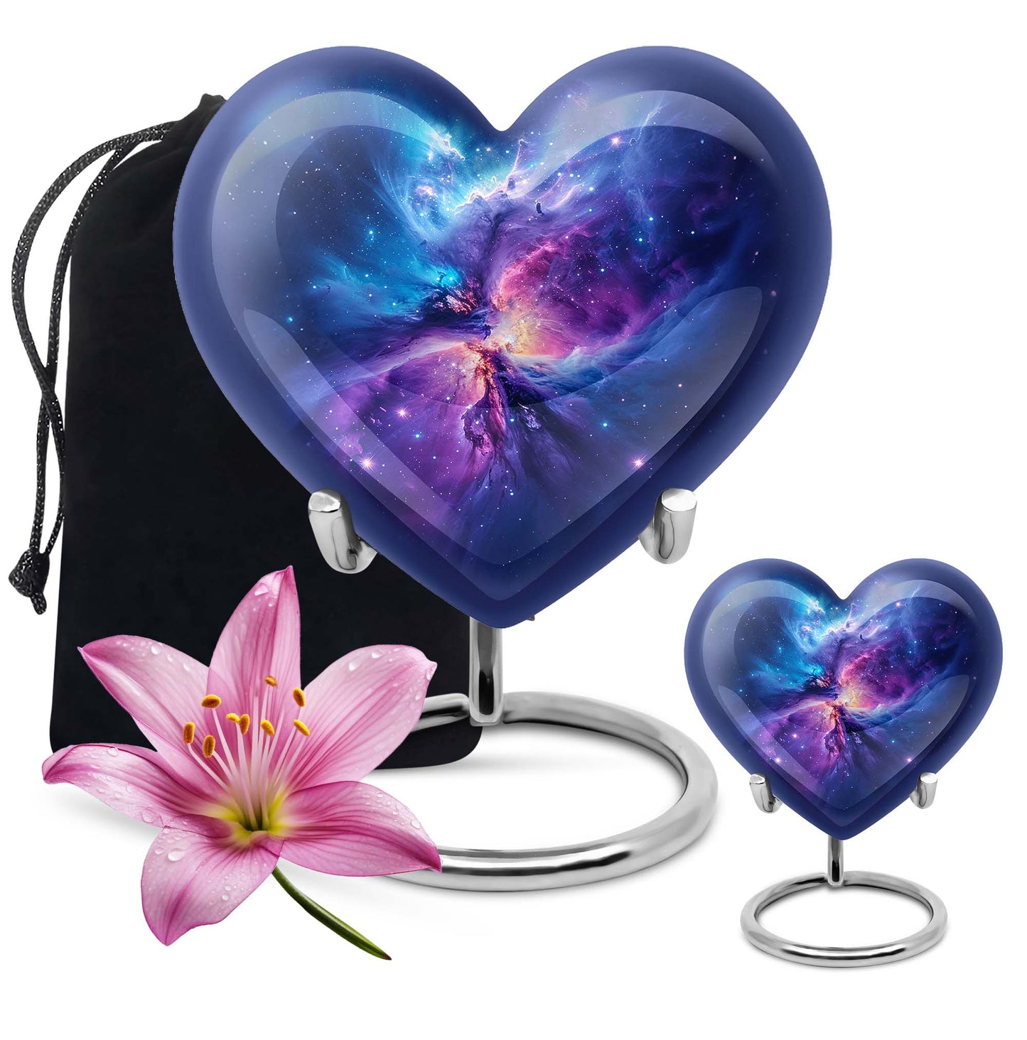 10-inch Galaxy Urn, Abstract Heart Design for adult ashes