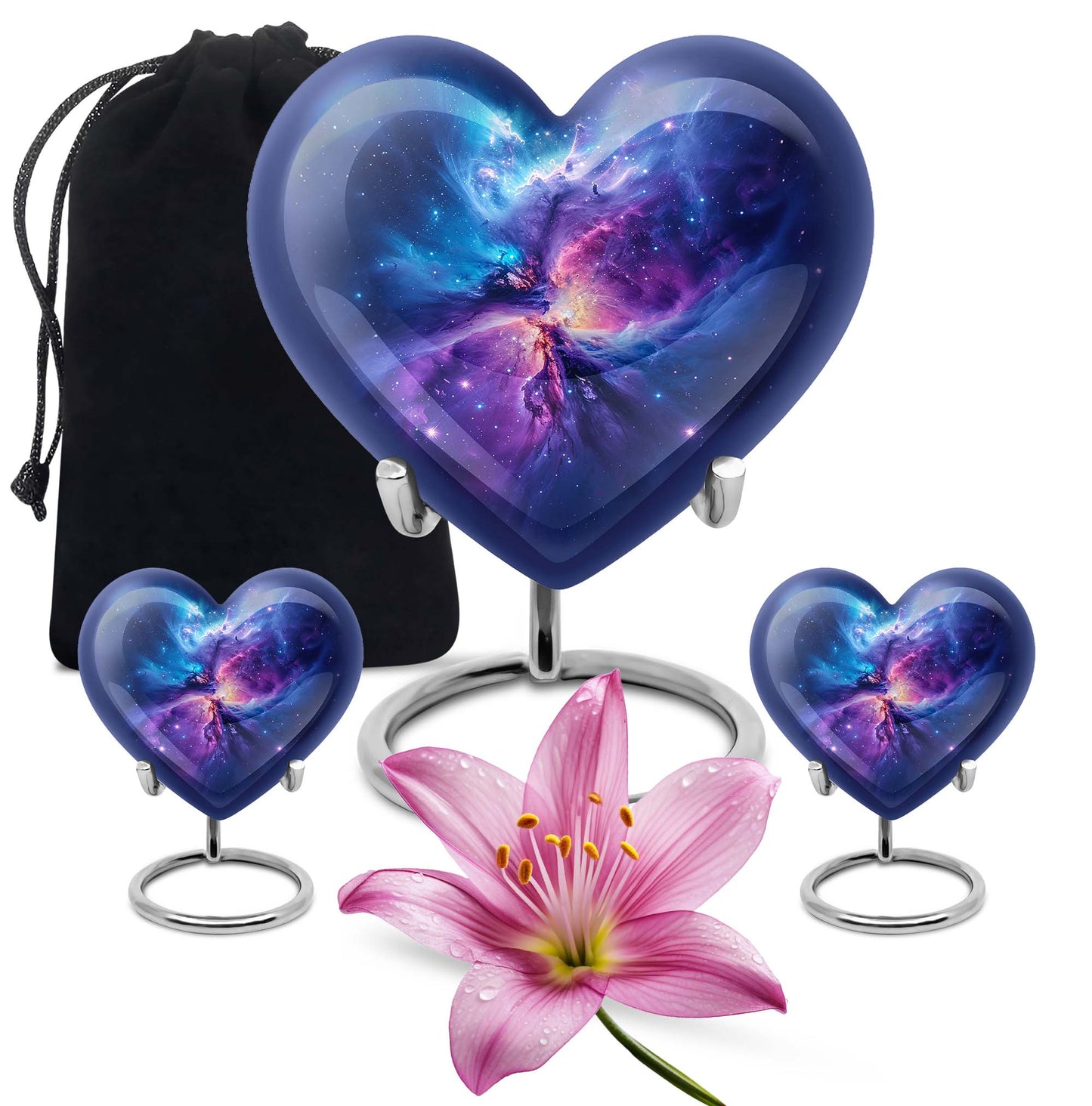10-inch Galaxy Urn, Abstract Heart Design for adult ashes