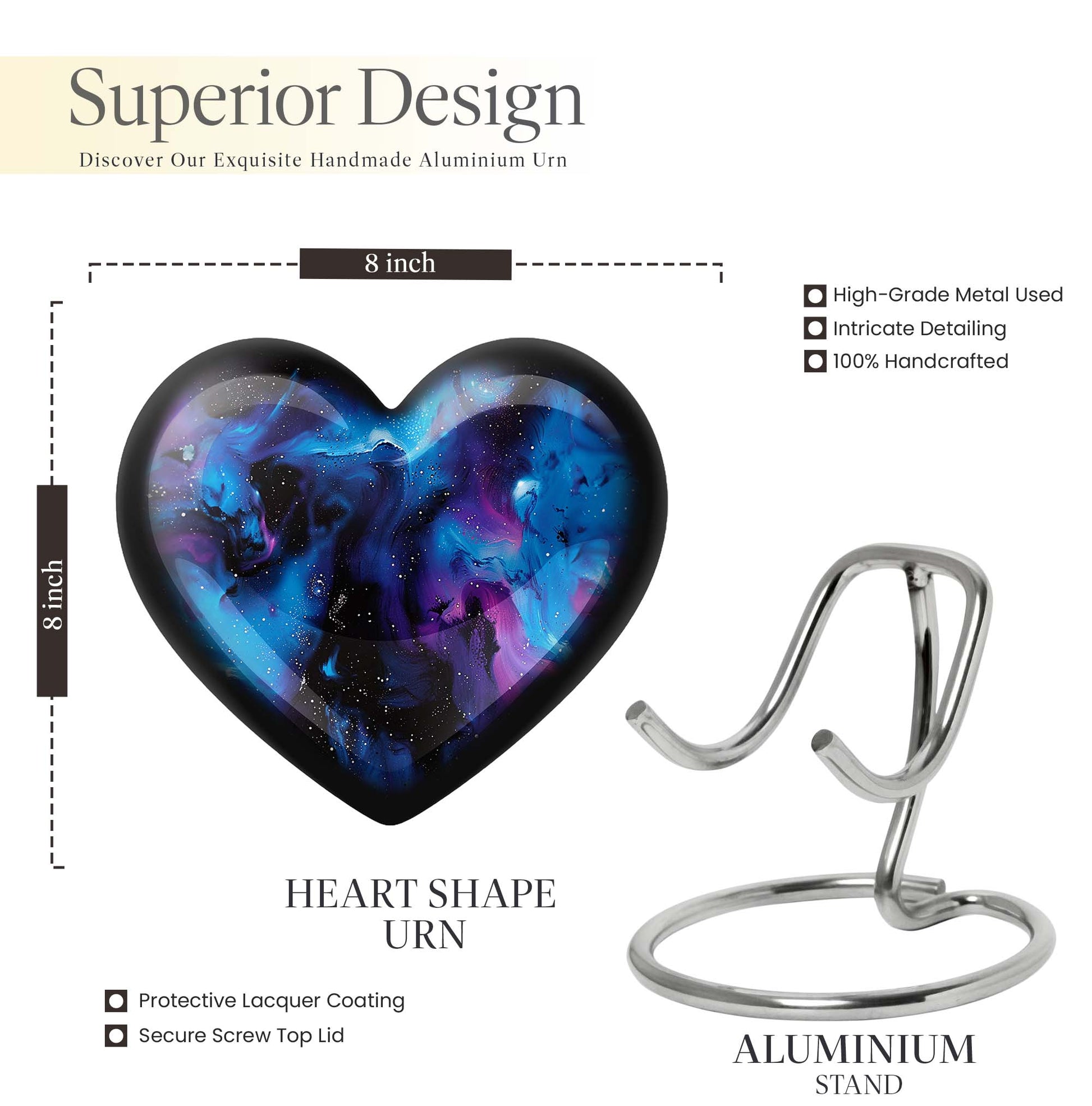 Galaxy Heart Urn For Ashes